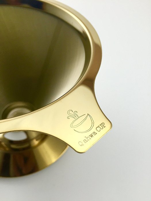Qahwa Cup Gold Pour Over Coffee Dripper - Titanium Coated Stainless Steel Reusable Paperless Coffee Filter &ndash; Single... N6
