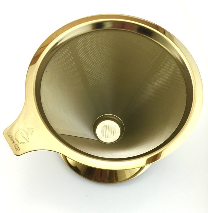 Qahwa Cup Gold Pour Over Coffee Dripper - Titanium Coated Stainless Steel Reusable Paperless Coffee Filter &ndash; Single... N7