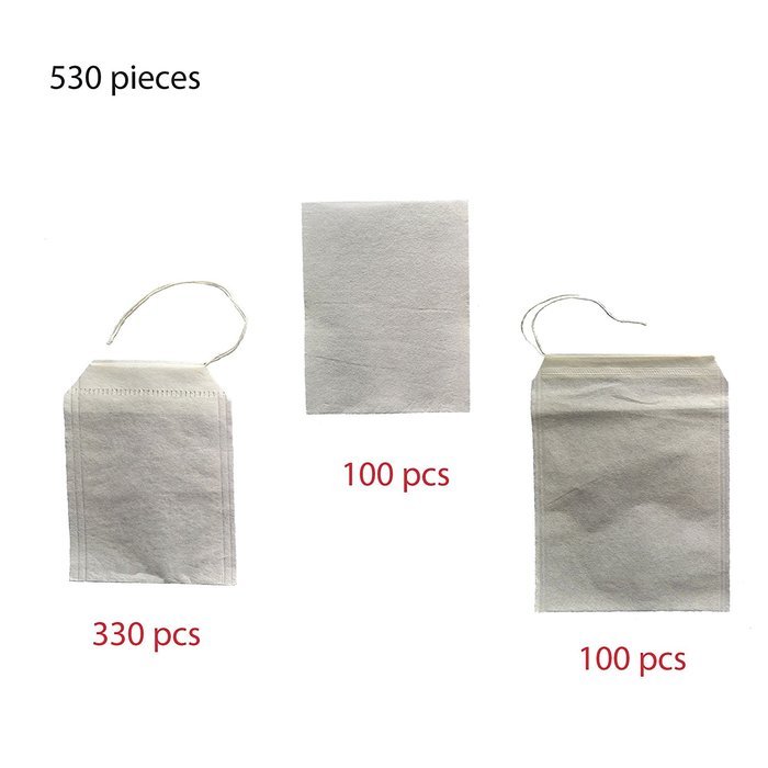 WELLSKEY Tea Filter Bags Set 530 pcs (Tea Filter Bags Paper White With Single String 330 pcs, Tea Filter Bags... N4