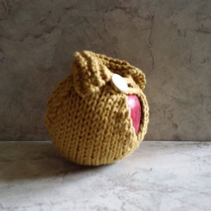 Apple Cozy Hand Knit Cotton 15mm round Button Dijon Mustard N5