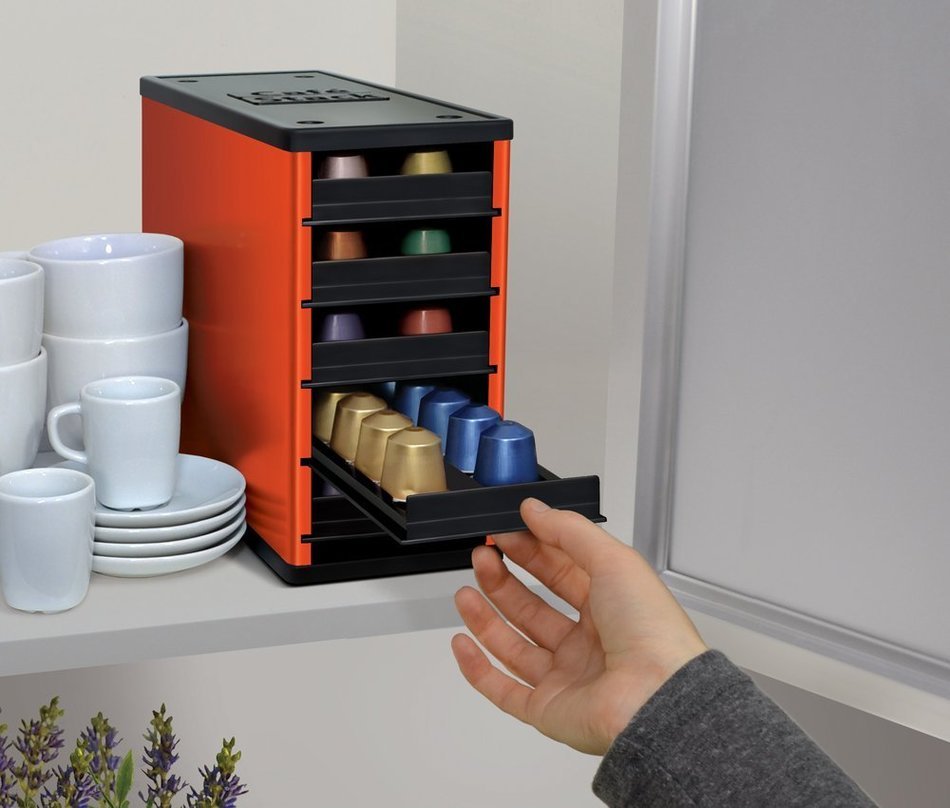 YouCopia Caf&eacute;Stack Nespresso Capsule Organizer, Electric Red (Orange-Red) N8