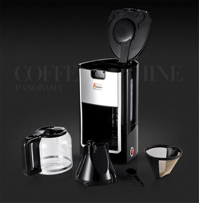 Royal- MD-236 American Fully Automatic Drip Coffee Machine Tea Machine 1.2L ( Color : Red And Black ) N5