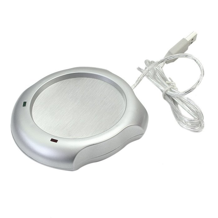 USB Power Suply Coffee Tea Mug Warmer Heating Cup Mat Pad Coasters Home Office Use Silver N3