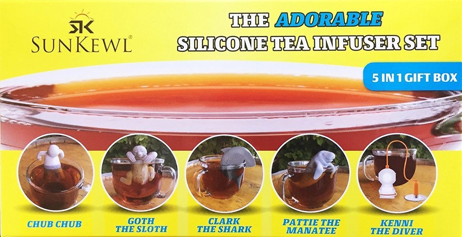 The Adorable Loose Leaf Silicone Tea Infuser Set of 5 by SunKewl with Gift Box N10
