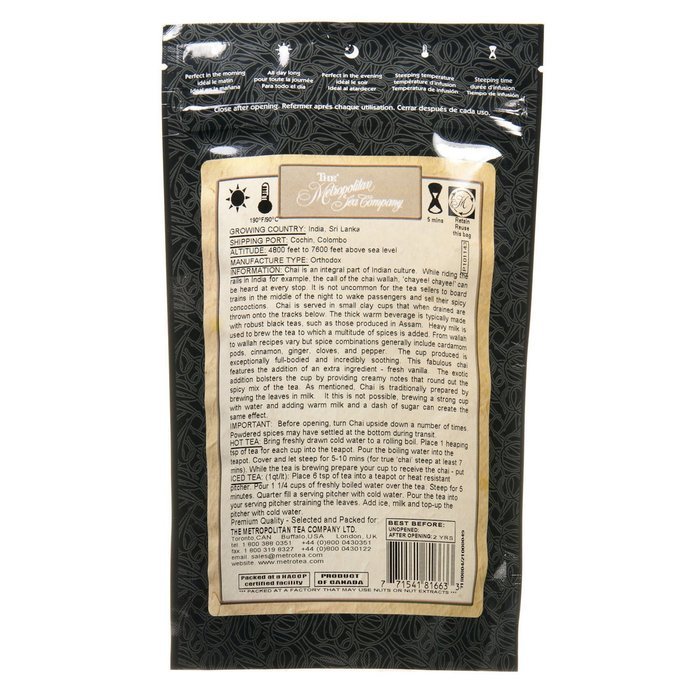 Metropolitan Tea Discovery Loose Tea Pack, Vanilla Chai Chai, 100gm N4