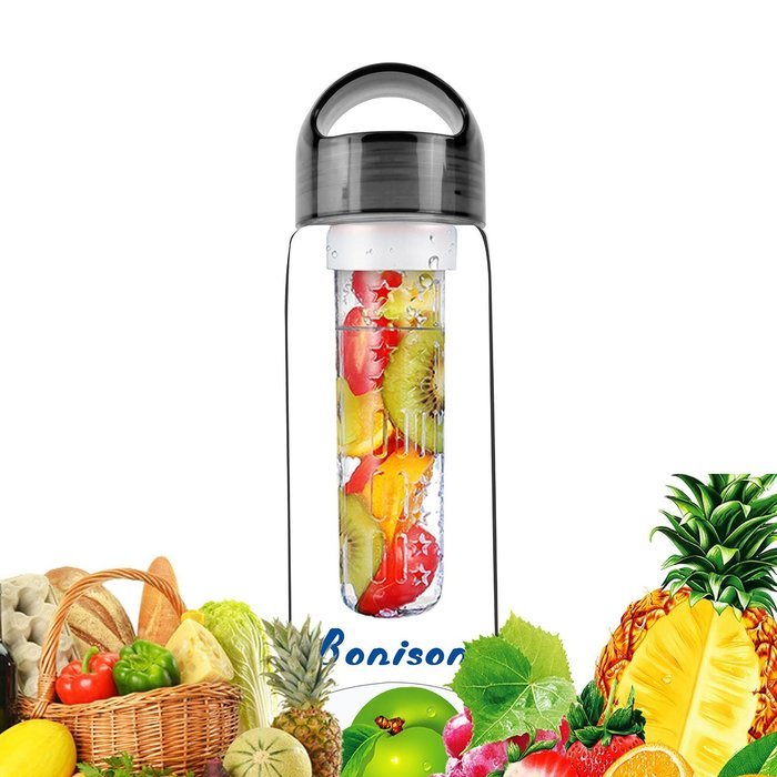 Blue 23 OZ Sporty Tritan Fruit Infuser Water Bottle,for home,hike,camp,sport,office,school, Leak Proof,With Handle... N11