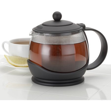 BonJour Tea "Prosperity" Borosilicate Glass Teapot with Plastic Frame, 42-Ounce //Color: Black