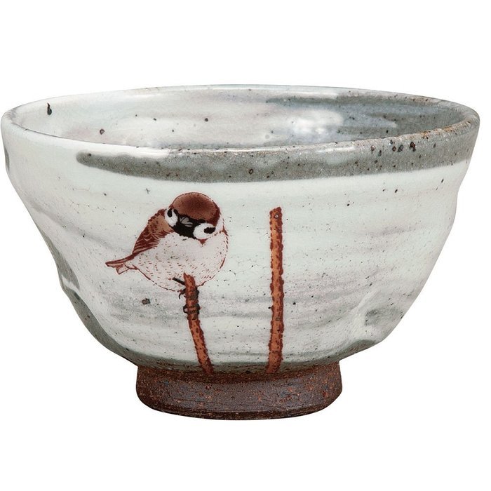 Japanese Matcha Bowl Sparrow Kutani Yaki(ware)