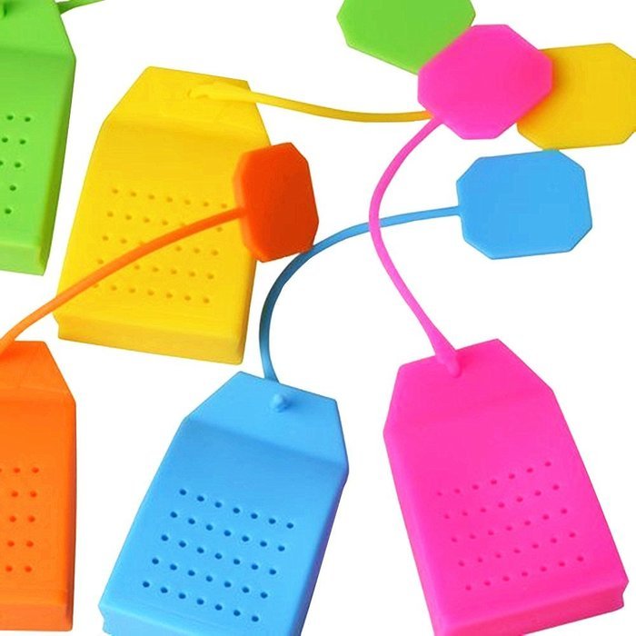 ERolldeeP Tea Infuser Classic Bag Shape - Premium Silicone (BPA Free), Set of 5, [Fun Colors - Baby Blue, Hot... N4
