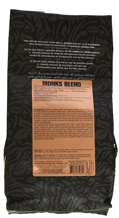 Metropolitan Tea 200 Count Pyramid Shaped Teabags, Monk's Blend N4