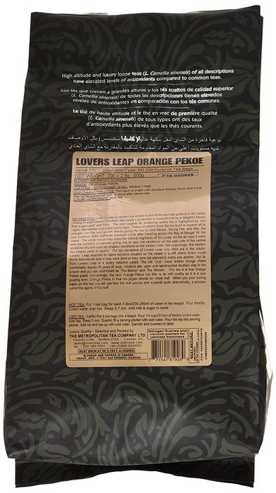 Metropolitan Tea 200 Count Pyramid Shaped Teabags, Lovers Leap N4