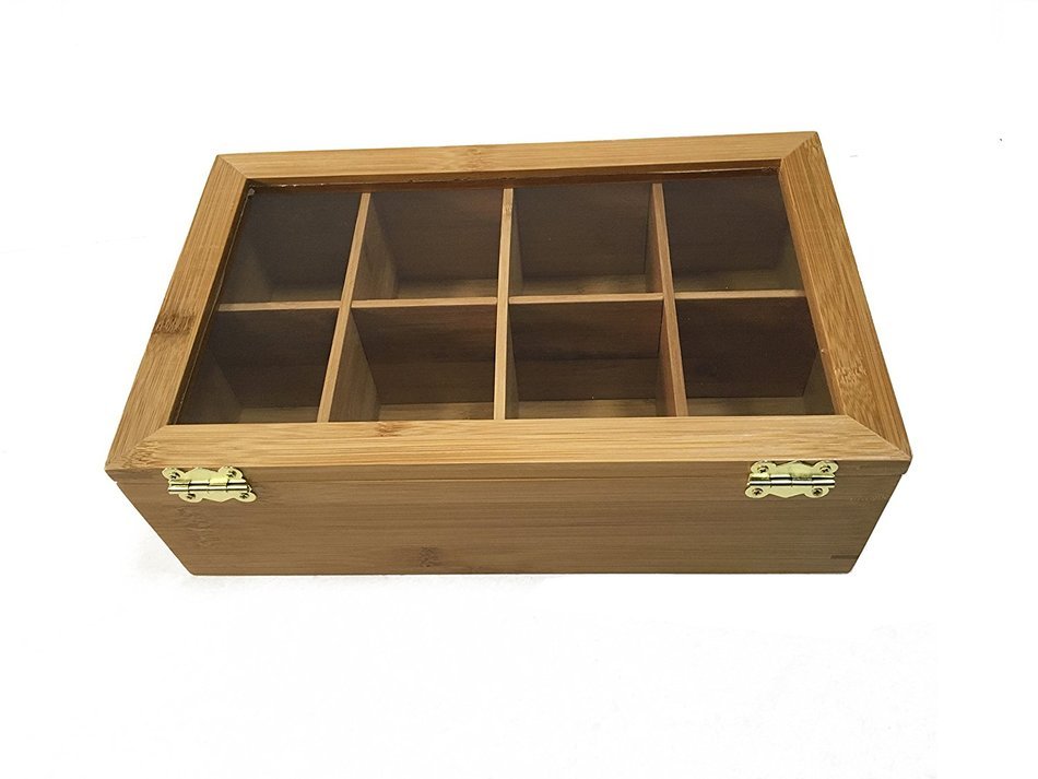 June and Jasper Bamboo Tea Box- Best tea storage and organizer- 8 compartments &ndash; easy opening &ndash; eco friendly -... N2