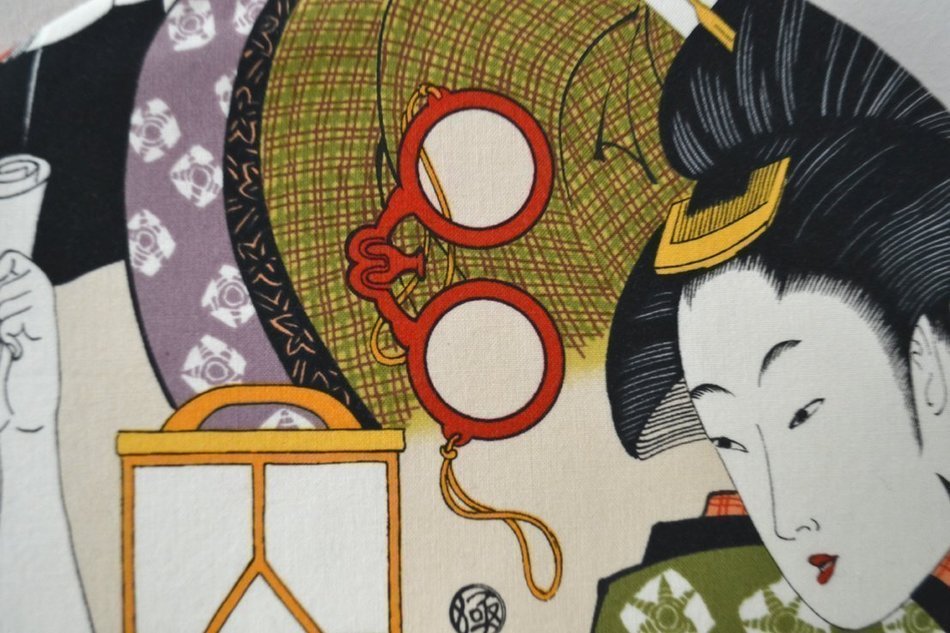 Artisanal Cotton Insulated Pillow Book & Geisha Tea Cozy Utamaro Inspired - Small only N2