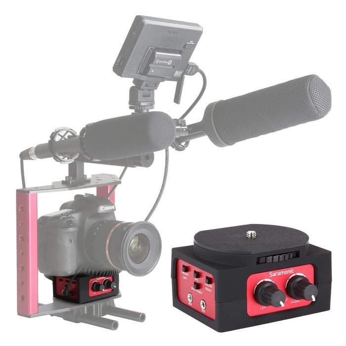 Saramonic SR-AX101 2-Channel Audio Adapter with XLR & 3.5mm Inteface for Canon Panasonic DSLR Cameras Camcorders N4