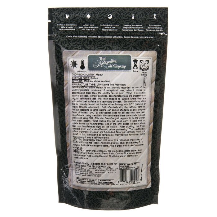 Metropolitan Tea Discovery Loose Tea Pack, Decaffeinated Irish Breakfast Decaffeinated, 100gm N5