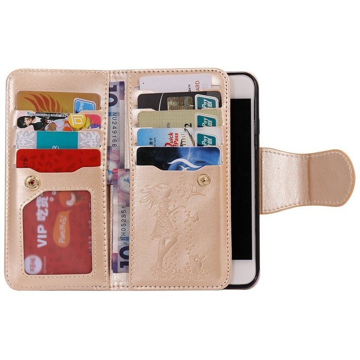 iPhone 7 Case, iPhone 7 Wallet Case,PHEZEN Beauty Flower Girl Cat Design PU Leather Wallet Case Stand Flip Case... N85