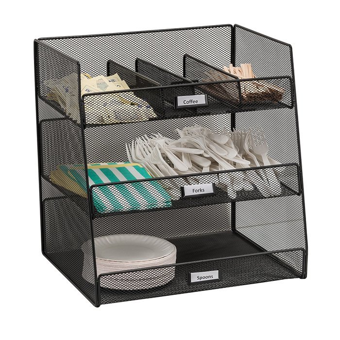 Safco Products 3293BL Onyx Mesh Break Room Supplies Organizer, Black N6