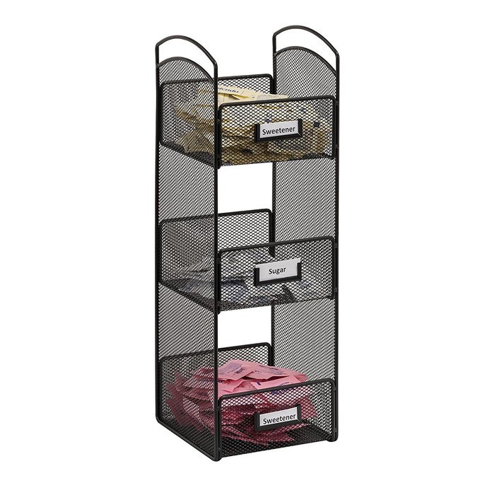 Safco Products 3293BL Onyx Mesh Break Room Supplies Organizer, Black N7
