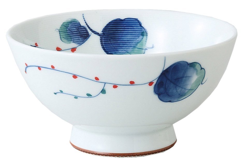 Saikai Pottery Blue Persicaria filiformis Japanese Bowl for rice LL size 70901 from Japan