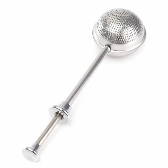 GOOTRADES Metal Ball Push Tea Leaf Herbal Lock Infuser Teaspoon Strainer Spice Filter N2