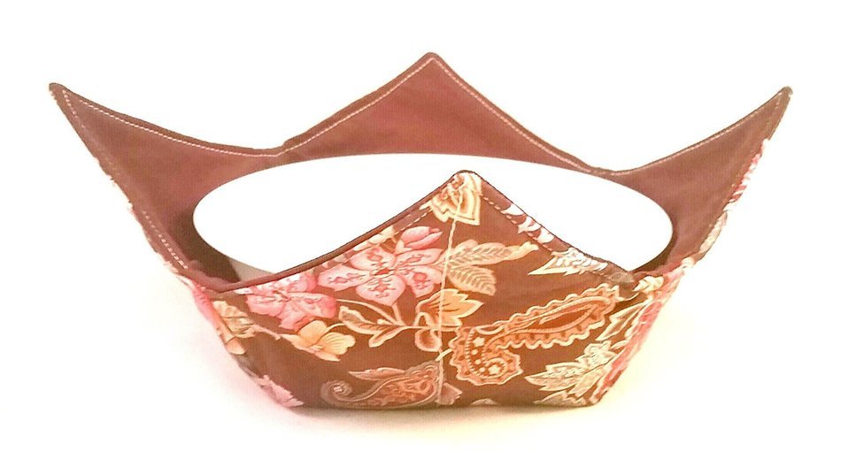 Microwave Bowl Cozy Brown Floral/Burgundy N3