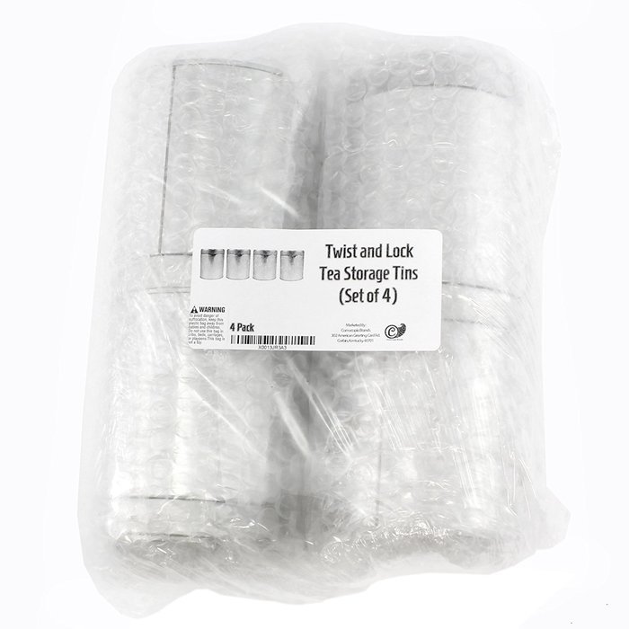 4-Pack Tea Storage Tins, Twist Lock Top Tea Storage Tins (Set of 4) N7