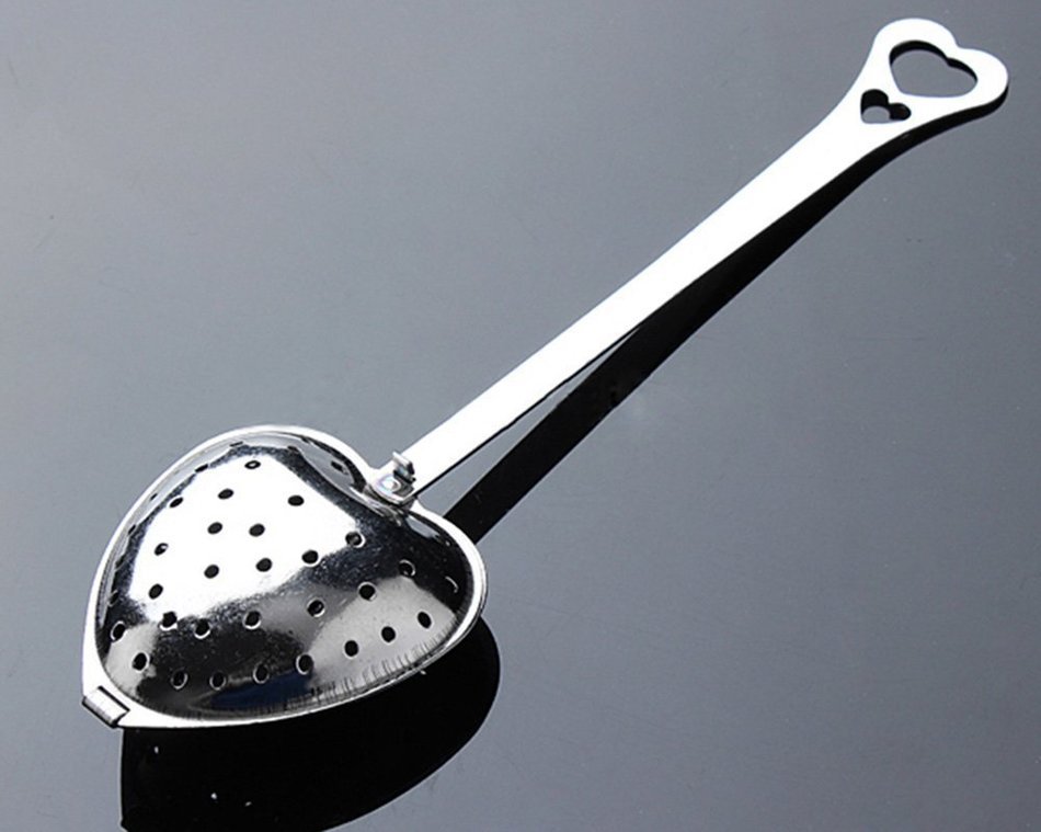 C-Pioneer Heart Shape Stainless Steel Tea Infuser Spoon Strainer Steeper Handle Shower N4