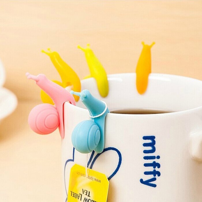 Lieomo 6Pcs Cute Snail Shape Silicone Tea Bag Holder (mixing Colors) Party Supplies N4