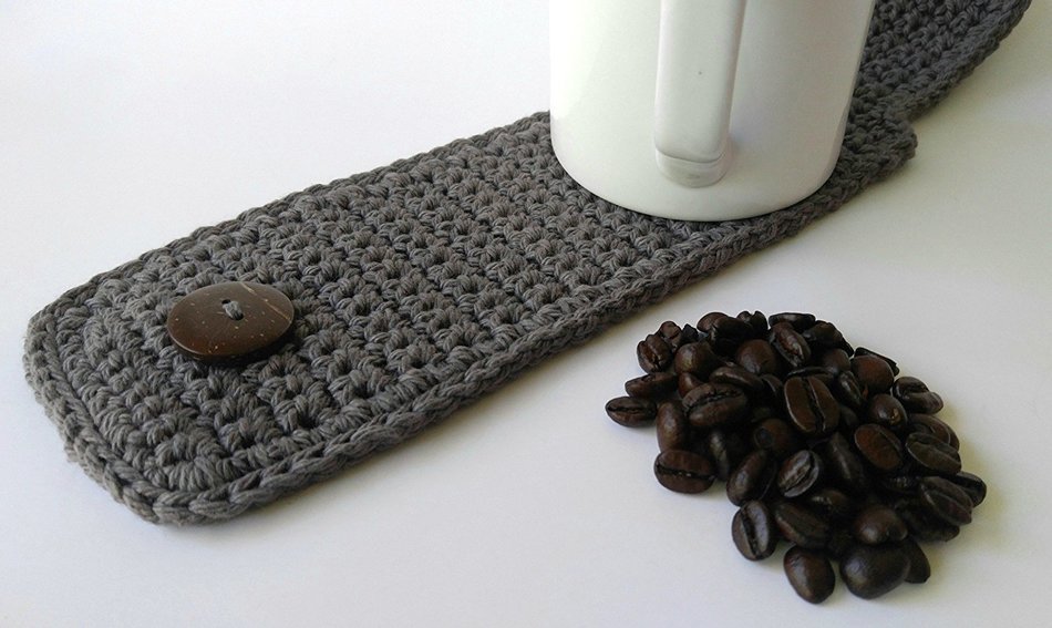 Crochet Cotton Coffee Mug Cozy Grey 16 Colors Available N3