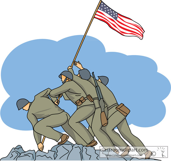 Soldiers Raising Flag Clip Art free image download