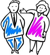 man and woman drawn by felt-tip pen