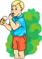 Cartoon boy eating ice cream clipart