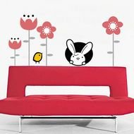 Plush white rabbit and sofa clipart