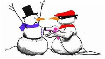 Clip art of cartoon snowmen