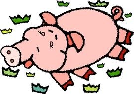 cartoon sleeping pig