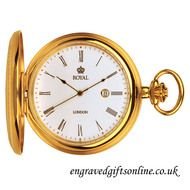 Royal London Gold Plated Quartz Pocket Watch With Date Personalised