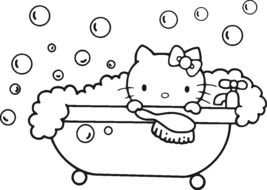 Hello Kitty bath Coloring Pages drawing
