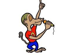 cartoon monkey with microphone