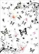Black, red And White Butterflies, drawing