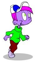 drawing of a boy with a pink head