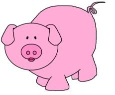 cartoon pig on the black background