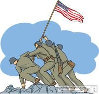 Soldiers Raising Flag Clip Art