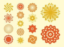 Colorful floral icons clipart