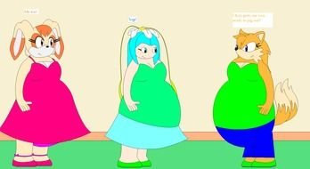 cartoon animals with fat female human bodies
