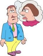 man thinking about talking woman, illustration