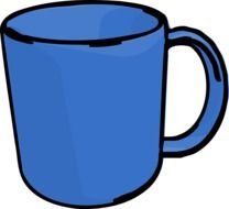 blue mug on black as a graphic image