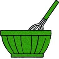 painted green bowl and whisk