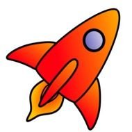 drawing of a red rocket on a white background