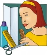 cartoon woman making hair care