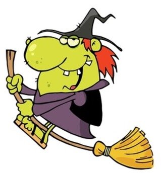 Cartoon Witch On Broom